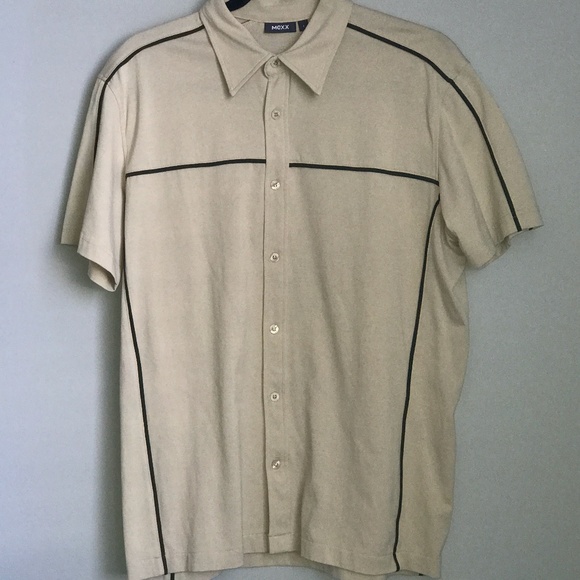 Mexx Other - Mexx Mens Short Sleeve Cream Shirt w/Green Piping